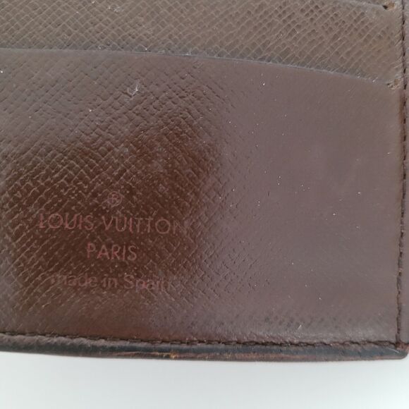 Vintage Louis Vuitton Men's LV Brown Bi-Fold Damier Leather Wallet Damaged Fair - Picture 4 of 12